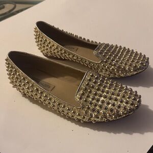 Steve Madden Studlyy Metallic Spiked Studded Loafers Flats